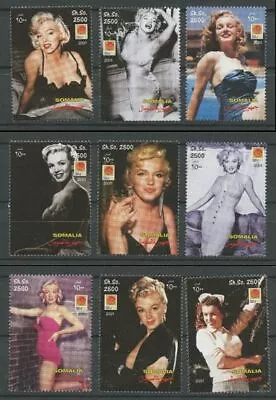 Marilyn Monroe Movie Star 2001 Mnh Set 9 Stamps 75th Birth Anniversary (s3) • $2.95