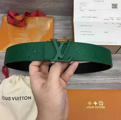 Louis Vuitton Mens LV Monogram Belt Size 90/36 -Black Green Condition • $443.24