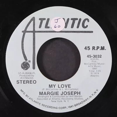 MARGIE JOSEPH: My Love / Mono ATLANTIC 7  Single 45 RPM • $8