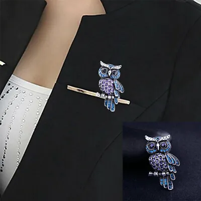 £1.61 • Buy Owl Brooch Rhinestone Diamante Wedding Broach Pin Large Vintage Alloy