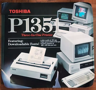 1980s Vintage Toshiba Printer & IBM PC Computer Store Dealer Ad Poster 22x24 • $28.99