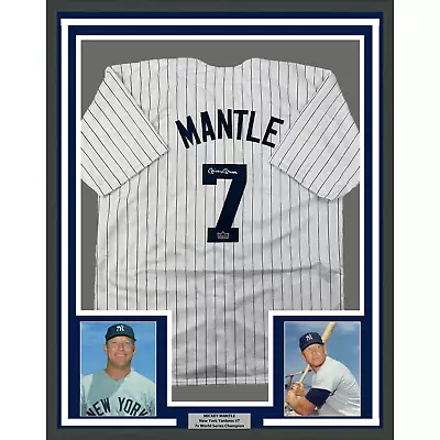 Framed Facsimile Autographed Mickey Mantle 33x42 Reprint Laser Auto Jersey • $374.99