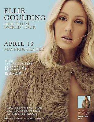 ELLIE GOULDING  DELIRIUM WORLD TOUR V.1  2016 SALT LAKE CITY CONCERT TOUR POSTER • $18.18