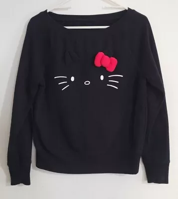 VANS X Hello Kitty Women's Sweatshirt Small Black Logo Graphic Crewneck Bow Face • $29.95