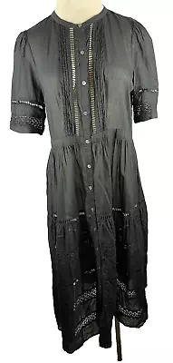 Vintage Gap Boho Goth Black Crochet Tiered Dress Duster Size XL Peasant Prairie • $30