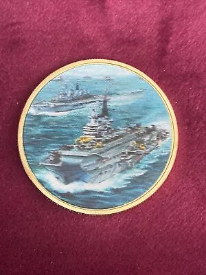 FALKLANDS WAR 45mm 24K GOLD PLATED COLOURED PROOF MEDAL - “THE TASK FORCE SAILS” • £8.99