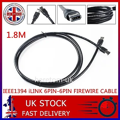 £2.40 • Buy Firewire Cable Lead 6 Pin To 6 Pin PC Mac IEEE1394 DV 1.8m UK SHIPPING