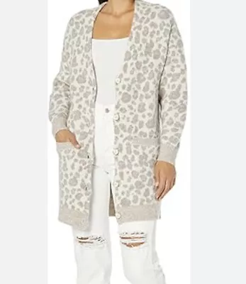 $198 UGG Tomara/Wool Blend Oversized Fit Cardigan Leopard Print Sz. L • $89