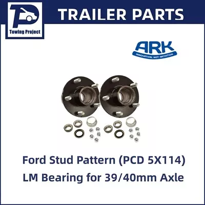 2x Trailer Hubs Ford Pattern 5 Stud Wheel Lazy Hub Kit (Holden LM Bearings) Pair • $57.50