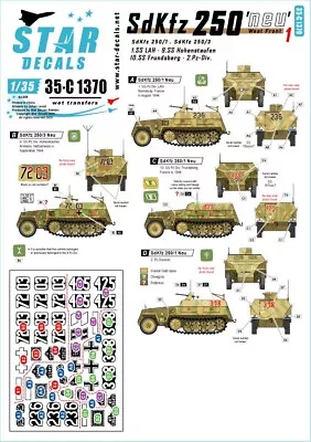 Star Decals 35-c1370 Sdkfz 250 'neu' Set 1sdkfz 250/1 On The West Front  1/35 • £9.19