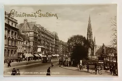 Postcard 1929  Christmas Greetings  Princes St Edinburgh Interesting Back • £4.85