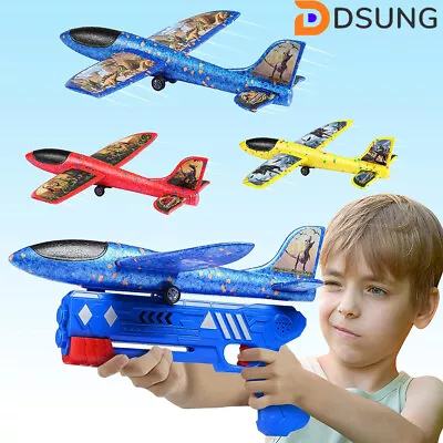 Airplane/Aeroplane Launcher Toy Foam Throwing 3 Glider Planes With Catapult Gun • $13.89