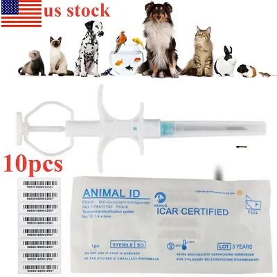 10Pc 1.25mm X 7mm Animal Microchips Dog Cat Mini Chip Pet Microchip RFID Implant • $24.18