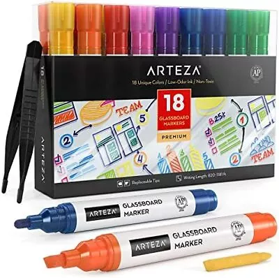 Glass Board Markers Pack Of 18 10 Classic And 8 Neon Colors For Whiteboards An • $48.99