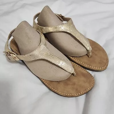 Volatile Womens Reese Amelie Gold Metallic Buckle Thong Sandals Size 8 • $24.99