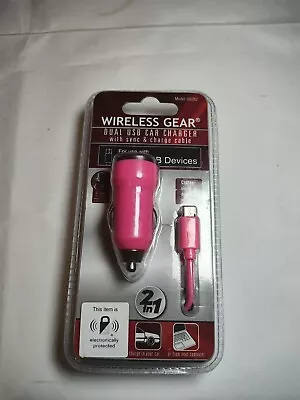 Wireless Gear Dual USB Car Charger + Dual USB Port AC Charger Cell Phone Pink • $6.99