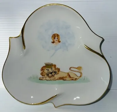 CUTE! Vintage Hand Painted Plate Signed ELSIE McCoy King Lion Dreaming Gold • $25