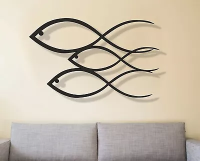 Metal Wall Art Fish Family Metal Wall Decor Home Office Living Room Decoration  • $64.90