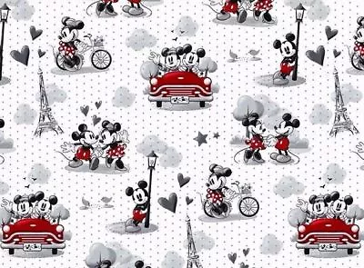 Fat Quarter  Disney Fabric Mickey Minnie Mouse  Vintage Scenes  Romance Car  Fq • $2.99