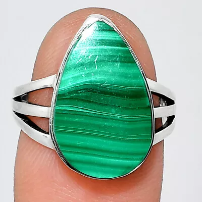 Natural Malachite Eye - Congo 925 Sterling Silver Ring S.7 Jewelry R-1003 • $10.49