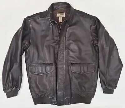 Vintage LL BEAN Brown Goatskin Leather A2 Bomber Flight Jacket A-2 Large Tall • $167.88