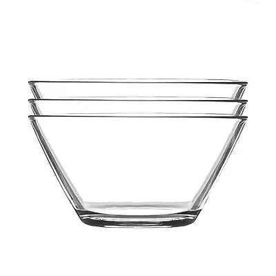 £12.95 • Buy 3x Large Glass Serving Bowls Set Clear Kitchen Mixing Snack Bowl Dishes 22.5cm