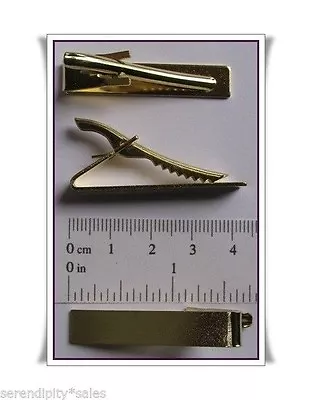 48 Gold Tone Tie Bar Clip Findings ~ Flat Gluable Surface 1.6  Long X .3  Wide • $25.37