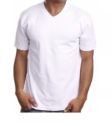 Men T-Shirt Heavy  Weight V-NECK Camo Plain Solid Active Big And Tall Tee S-5X • $11.49