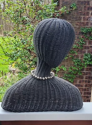 Vintage Hand-made Wicker Mannequin Head And Neck Display Hats And Jewelry  • $120
