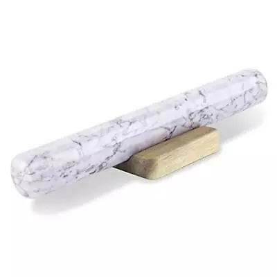 French Rolling Pin 12  White Marble Rolling Pins With Wooden Base Holder Stand • $29.74