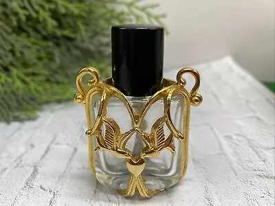 Vintage L Razza Perfume Bottle Gold Tone Pendant With Love Birds Rare~2 Inches • $24.90