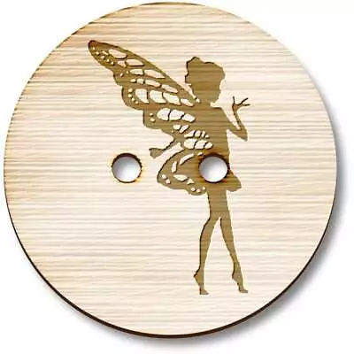 'Fairy With Wings' Wooden Buttons (BT045356) • £2.99