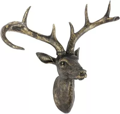 Vintage Aged Resin Reindeer Deer Stags Antlers Head Wall Mounted Large Sculpture • £20.99