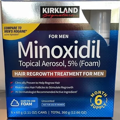 Kirkland Minoxidil 5% Foam Men Hair Loss Regrowth Treatment 1-12 Months 7/25 ✳️ • $37.09