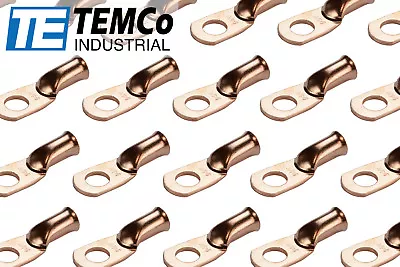 25 Lot 6 AWG 5/16  Hole Ring Terminal Lug Bare Copper Uninsulated Gauge • $11.45