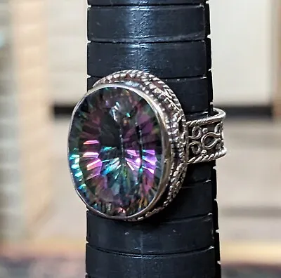 Designer India Sterling Silver And Mystic Topaz Ring Size 8 • $49