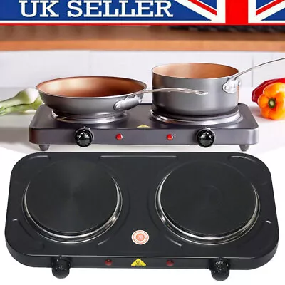 Electric Hob Double Ring Table Top Hot Plate 5 Powerful Level Portable Cooker • £21.98