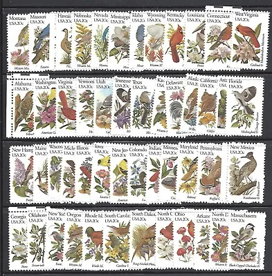 $20.98 • Buy US Scott # 1953A - 2002A / 1982 State Birds And Flowers Set Of 50 Singles MNH