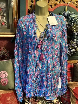 Beautiful East New/tags Blouse Top Size Xl Blue Multi Floral Rrp £89.00. • £39.99