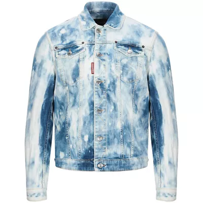 DSQUARED2 Jean Jacket Distressed Bleached Denim Jacket Blue Size 48 - RP £724.00 • $471.23