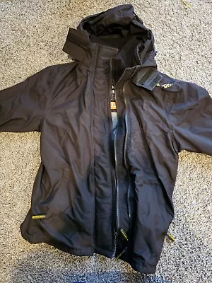 SUPERDRY Jacket Mens Xl  Black Windcheater Windproof Triple Zip Hoodie Solid • $20