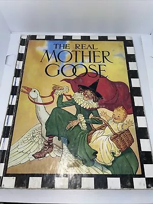 Vtg Real Mother Goose Nursery Rhyme Book 1980 Hardcover Black  White Check • $21.25