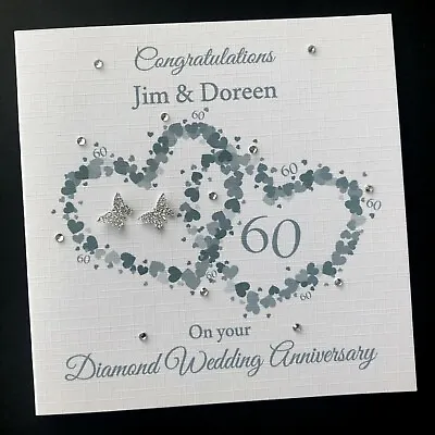 £4.49 • Buy Personalised Handmade Diamond 60th Wedding Anniversary Card 
