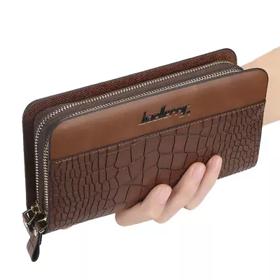 Mens Long Leather Zipper Wallet Clutch Bifold Phone Card Holder Handbag Purse US • $11.69