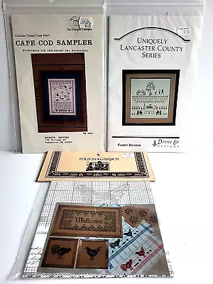 Lot Of 3 Counted Cross Patterns Cape Cod Sampler Garden Welcome Lancaster County • $12.97