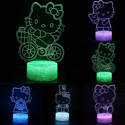 3D Hello Kitty LED Night Light Touch Control Bedroom Table Lamp Decor Kids Gift • £7.67