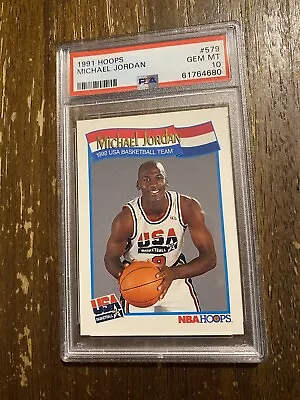 Michael Jordan 1991-92 NBA Hoops #579 USA Olympics Chicago Bulls PSA 10 • $114.32