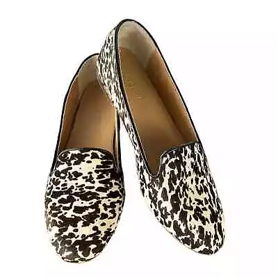 J. Crew Cora Animal Print Calf Hair Loafer Women Flat Slip On Shoes 7.5M Brown • $39.87