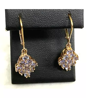 14k Yellow Gold Tanzanite Dangle Earrings Sky • $328.90