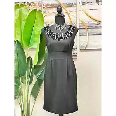 Maggy L Black Sleeveless Empire W/Embellished Collar Dress. Size 8. • $19.99